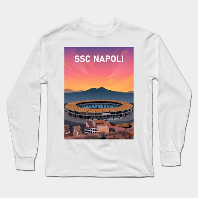 SSC Napoli Stadium Illustration Long Sleeve T-Shirt by TopFootballStadiums